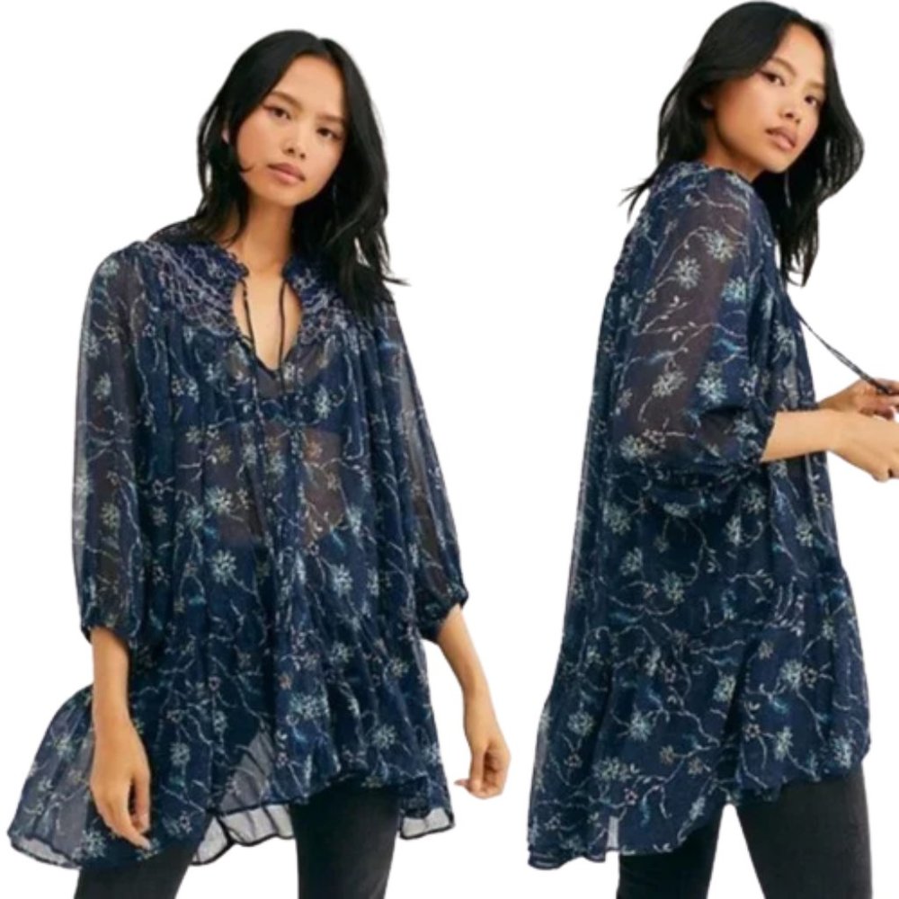 Free People Keeping Up with Kara Sheer Tunic XS